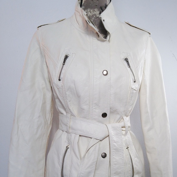Wet Seal Jackets & Blazers - Sz L Easy Rider Faux Leather Moto Jacket Off-White